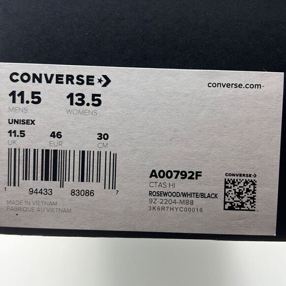 Converse Chuck Taylor All Star Hi Rosewood Sneaker Men's Size 11.5 Brand New - Picture 4 of 10